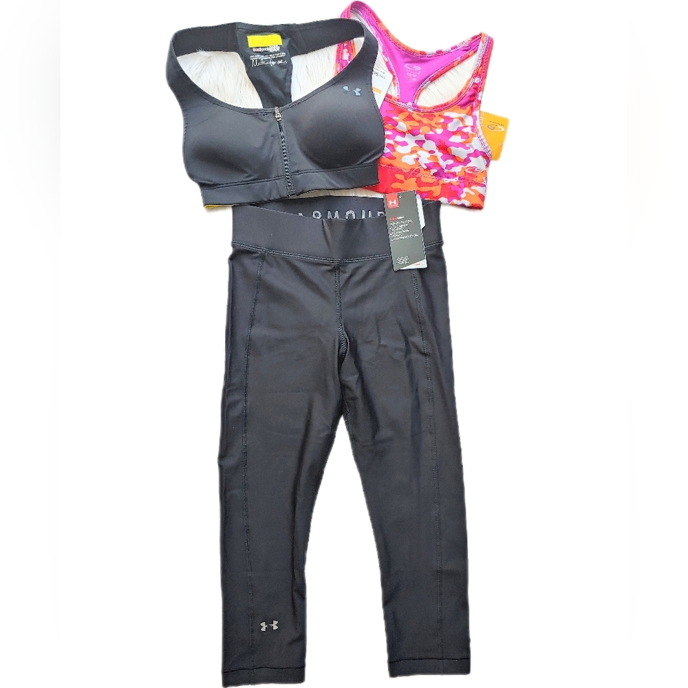 Under Armour Bra & Compression Leggings + C9 by Champion Sports Bra | 30A, S, XS